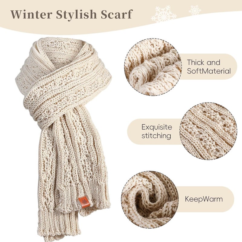 Sofvoyami Store Winter Hat Scarf Gloves Set, Soft Warm Knit Beanie Hat Touchscreen Gloves Long Knitted Scarf Set Winter Gifts for Men women - Image 3